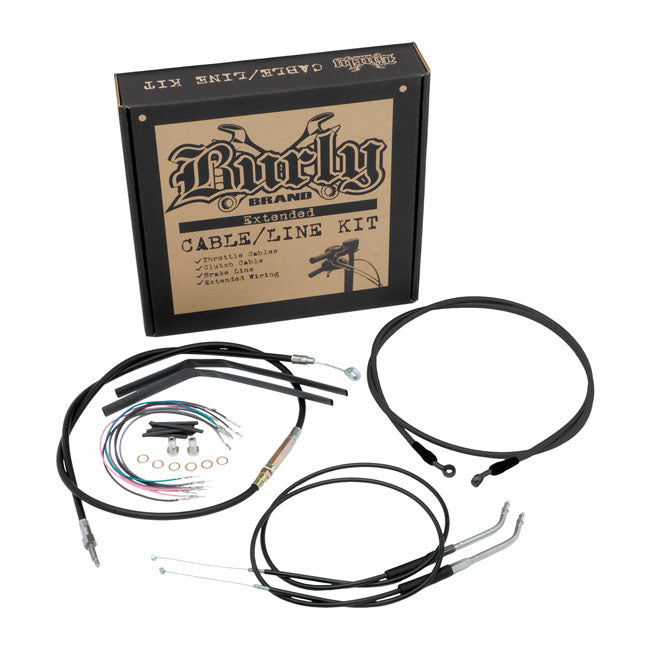 Burly Cable Kit Harley 11-14 FLST/C/F/N (non-ABS) / Black / 16" Burly Apehanger Cable/Line Kit for Softail Customhoj