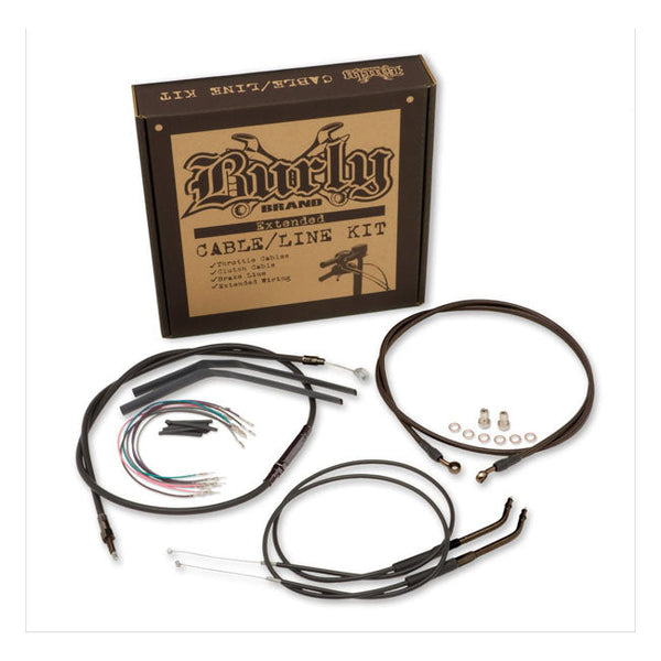 Burly Cable Kit Harley 12-17 FXDF; 14-17 FXDL (ABS) / 12" Burly T-Bar Cable/Line Kit for Dyna Customhoj