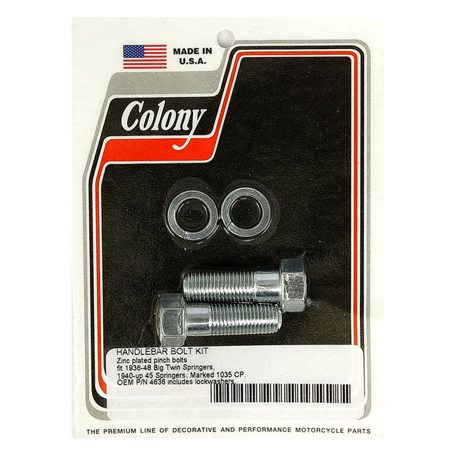 COLONY Springer reservdelar Zinc Colony Springer Handlebar Pinch Bolts. Zinc / Chrome / Black BT 46-48; 45" SV 46-52 Customhoj