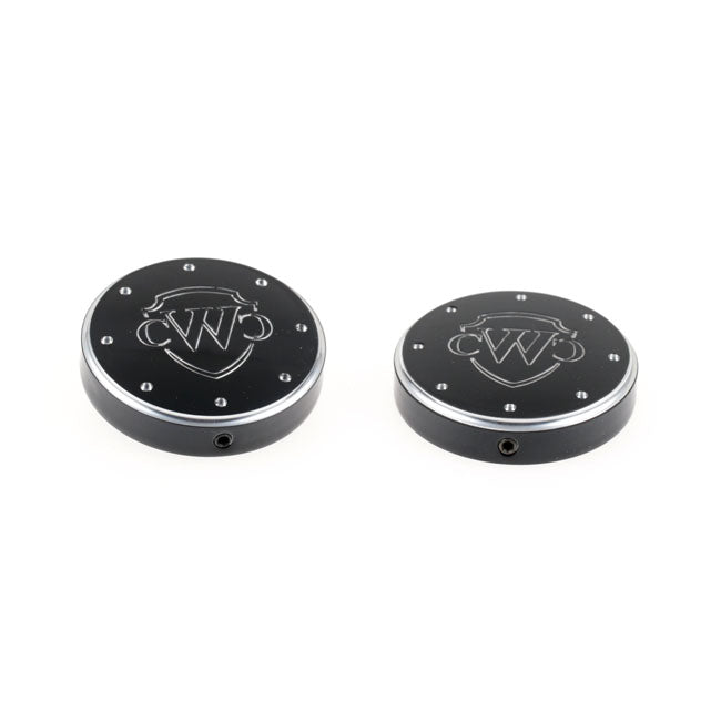 CULTWERK Damask / Gaffelkåpa / Bälg Cult-Werk 2-Piece Fork Tube Cap Bolt Cover Kit Logo. FXBB/FLFB 18-21; FXST 2021 Customhoj