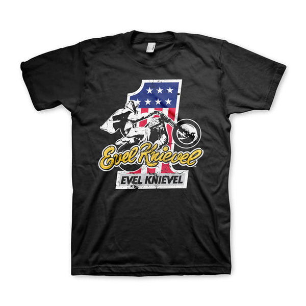 Evel Knievel T-shirt Evel Knievel No. 1 T-shirt Svart Customhoj