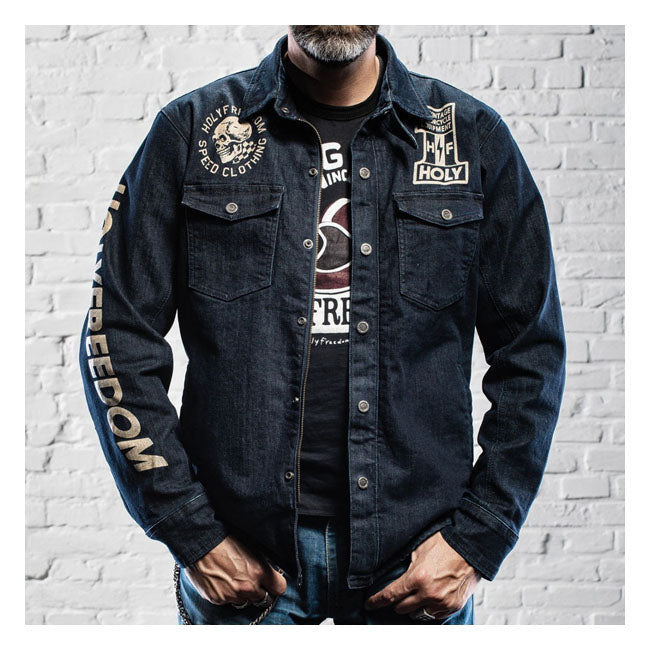 HOLY FREEDOM Jacka med skydd Holy Freedom Genoa Stampato Jacka Denim Customhoj