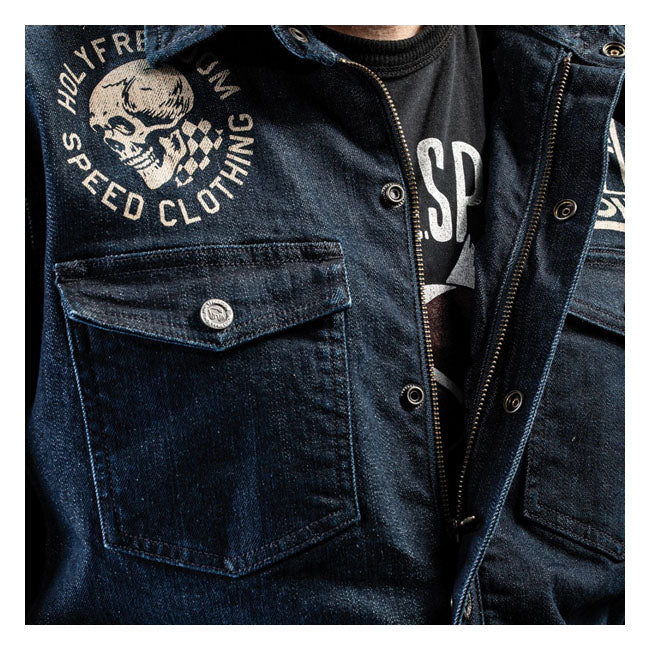 HOLY FREEDOM Jacka med skydd Holy Freedom Genoa Stampato Jacka Denim Customhoj