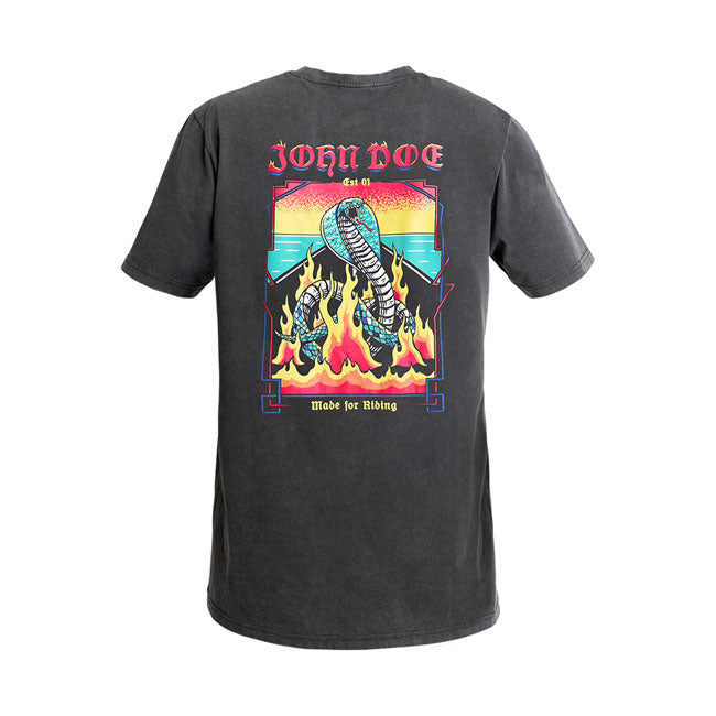 JOHN DOE T-shirt John Doe Snake on Fire T-shirt fade out Svart Customhoj