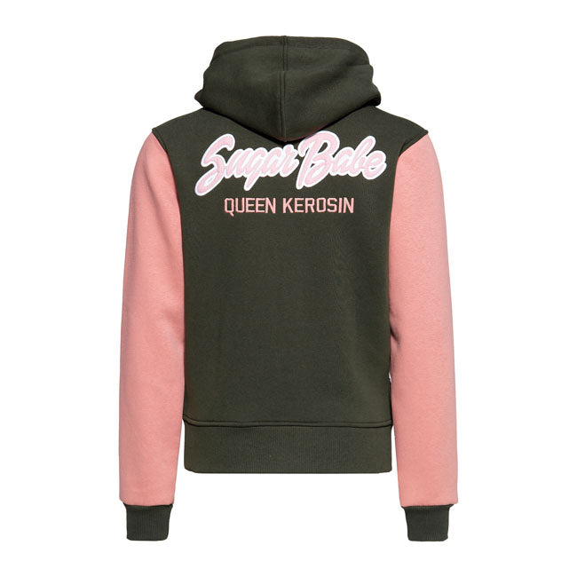KING KEROSIN Hoodie dam Queen Kerosin Sugar Babe hoodie olive/pink Customhoj