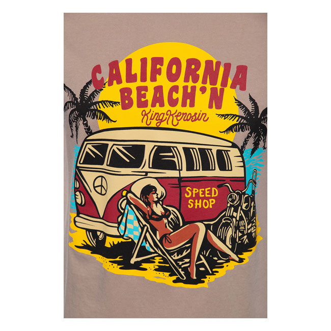 KING KEROSIN T-shirt King Kerosin California Beachin T-shirt Latte Customhoj