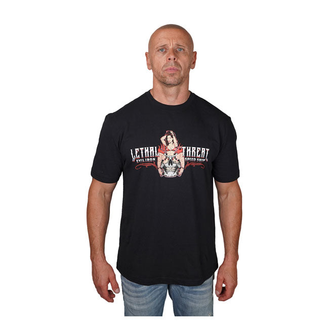 LETHAL THREAT T-shirt Lethal Threat Evil Iron speed shop T-shirt Svart Customhoj