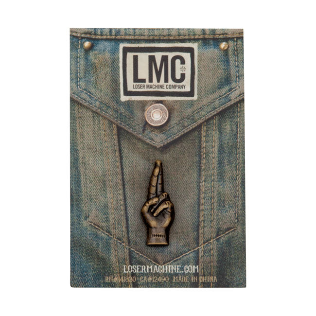 Loser Machine Pin Loser Machine LMC good luck pin anitque brass Customhoj