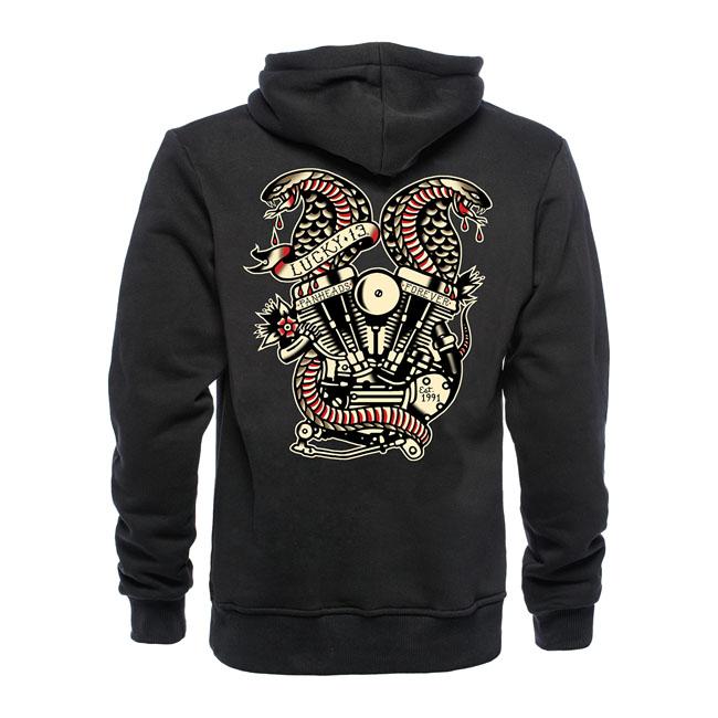 Lucky 13 Hoodie Lucky 13 Twin Cobras Zip Hoodie Svart Customhoj