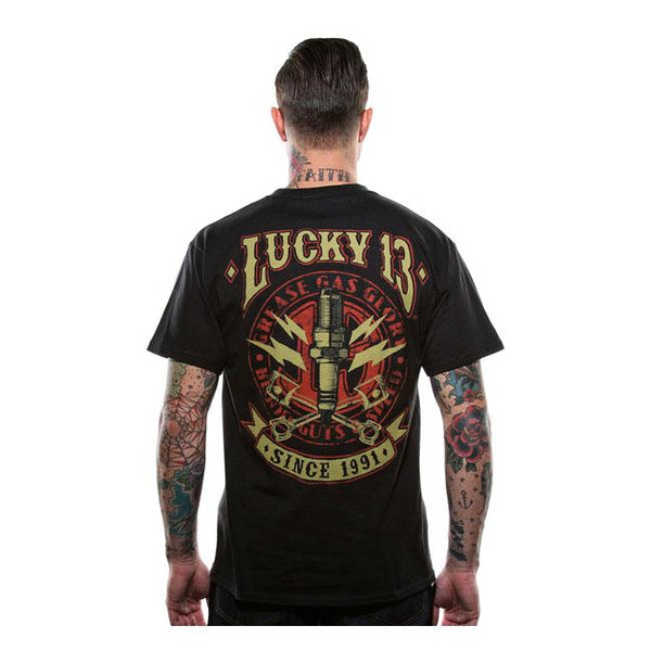 Lucky 13 T-shirt Lucky 13 Amped T-Shirt Svart Customhoj