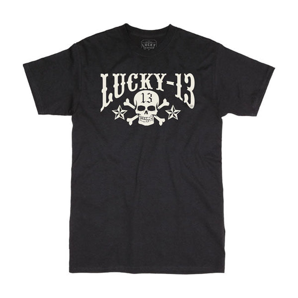 Lucky 13 T-shirt Lucky 13 Skull Stars T-shirt Svart Customhoj