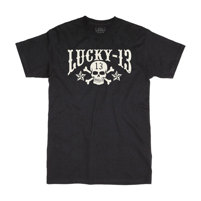 Lucky 13 T-shirt Lucky 13 Skull Stars T-shirt Svart Customhoj