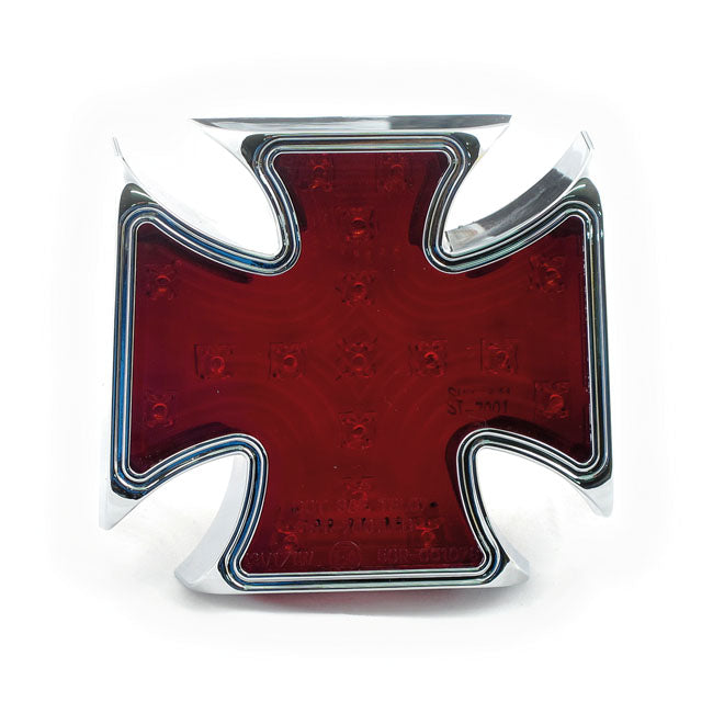 MCS Bakljus LED Röd Maltese Cross Billet Bakljus Klar / Röd Customhoj