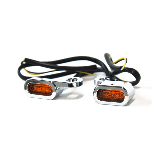 MCS Blinkers LED 14-21 XL / Krom / Orange Fastline Blinkers För styrmontage HD Svart/Krom Customhoj
