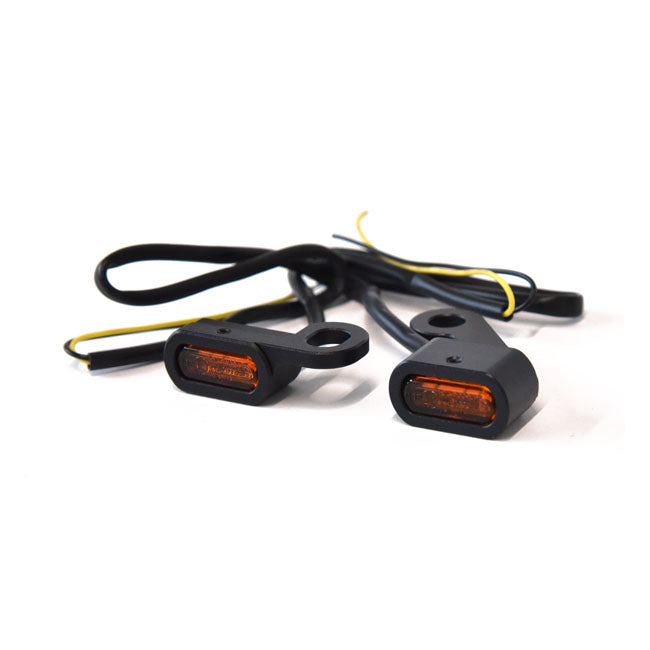 MCS Blinkers LED 14-21 XL / Svart / Orange Fastline Blinkers För styrmontage HD Svart/Krom Customhoj