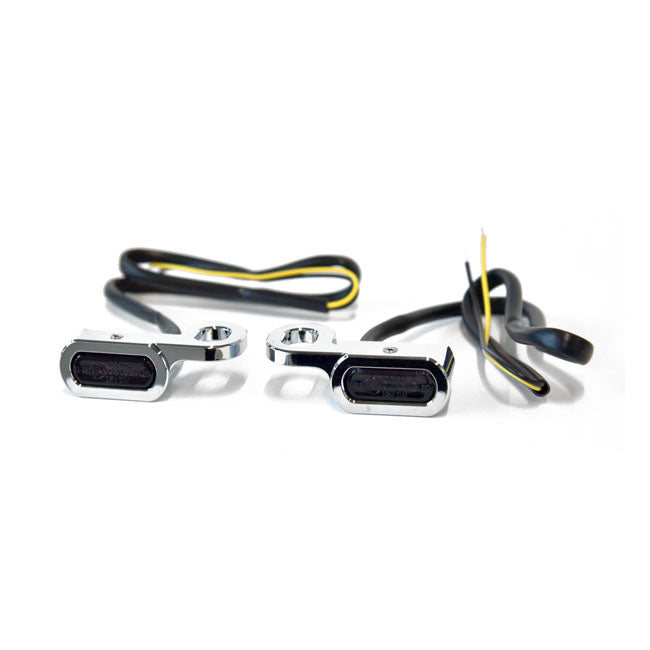 MCS Blinkers LED Hydraulisk koppling: 09-16 Touring; 16-17 FLSS; 09-17 V-Rod / Krom / Tonad/Svart Fastline Blinkers För styrmontage HD Svart/Krom Customhoj