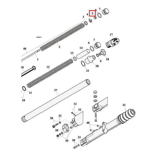 MCS Övriga reservdelar framgaffel Lock Nut Cartridge Front Fork. XL1200X, XL883N/1200NS 16-21; XL1200C/NS, 883L 18-20 Customhoj