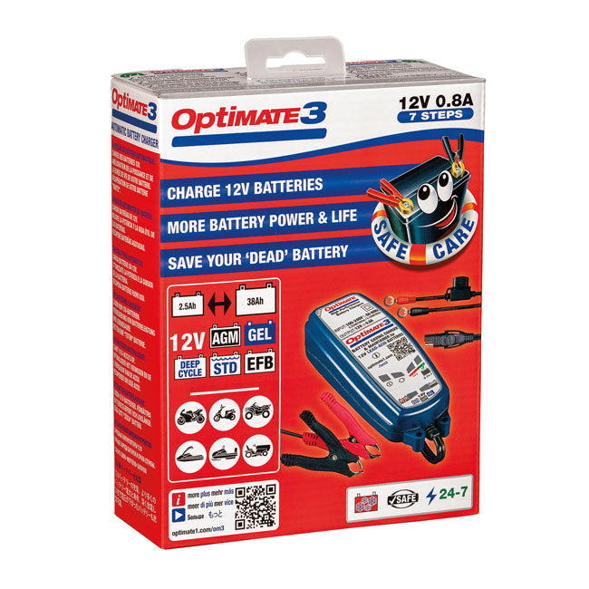 OPTIMATE Batteriladdare Tecmate OptiMATE 3 12V Batteriladdare Customhoj