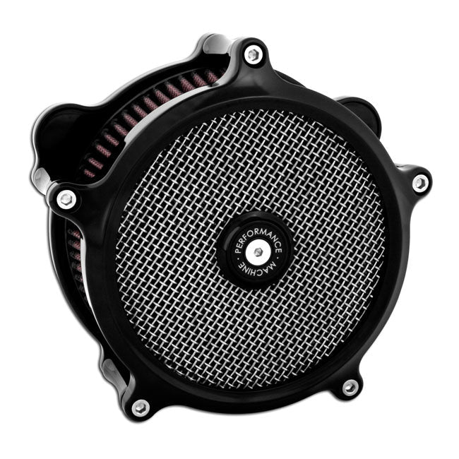 Performance Machine Air Cleaner Harley CV carb: 93-06 Big Twin; Delphi inj.: 01-15 Softail; 04-17 Dyna (excl. 2017 FXDLS); 02-07 FLT/Touring / Black Performance Machine Super Gas Interchange Air for Harley Customhoj