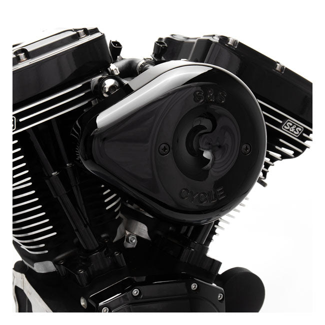 S&S Air Cleaner Harley 00-15 Softail; 99-17 Dyna (excl. 2017 FXDLS); 99-07 FLT/Touring (CV carb & Delphi inj) (excl. e-throttle) / Black S&S Stealth Teardrop Air Cleaner for Harley Customhoj