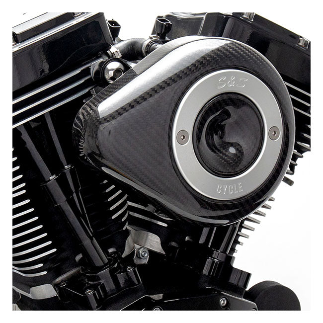 S&S Air Cleaner Harley 00-15 Softail; 99-17 Dyna (excl. 2017 FXDLS); 99-07 FLT/Touring (CV carb & Delphi inj) (excl. e-throttle) / Carbon S&S Stealth Teardrop Air Cleaner for Harley Customhoj