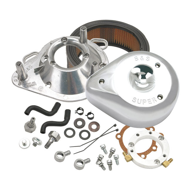 S&S Air Cleaner Harley CV carb: 93-06 Big Twin; Delphi inj.: 01-15 Softail; 04-17 Dyna (excl. 2017 FXDLS); 02-07 FLT/Touring / Chrome S&S Teardrop Air Cleaner for Harley Customhoj