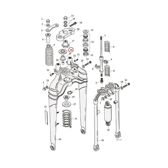 SAMWEL Springer reservdelar Spring Cup Rebound Spring Softail Springer. FXST 88-06; FLSTS 97-09 Customhoj