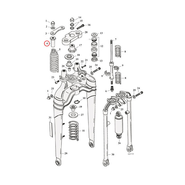 SAMWEL Springer reservdelar Spring Restraint Upper Softail Springer. FXST 88-06; FLSTS 97-09 Customhoj