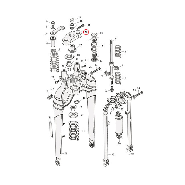 SAMWEL Springer reservdelar Upper Triple Clamp Softail Springer. FLSTS 97-09 Customhoj