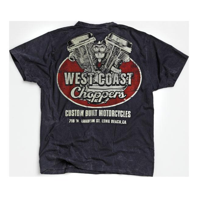 WEST COAST CHOPPERS T-shirt WCC Panhead Vintage T-Shirt Navy Customhoj